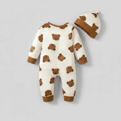 barboteuse bebe ourson brun de dos