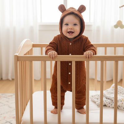 Barboteuse​ marron a capuche