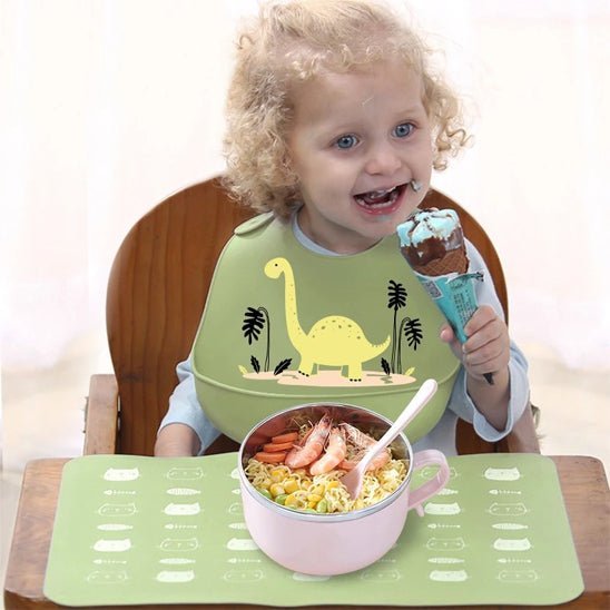 bavoir bebe dinosaure vert