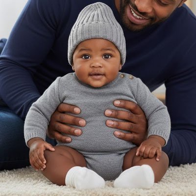 Bonnet bebe garçon gris sur bébé