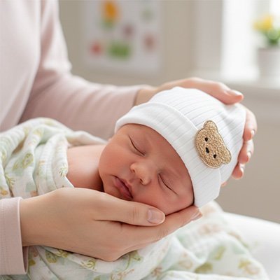 Bonnet bebe naissance Blanc
