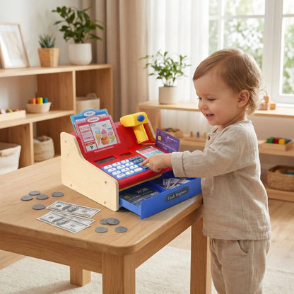 Caisse enregistreuse enfant bois pour apprendre à compter