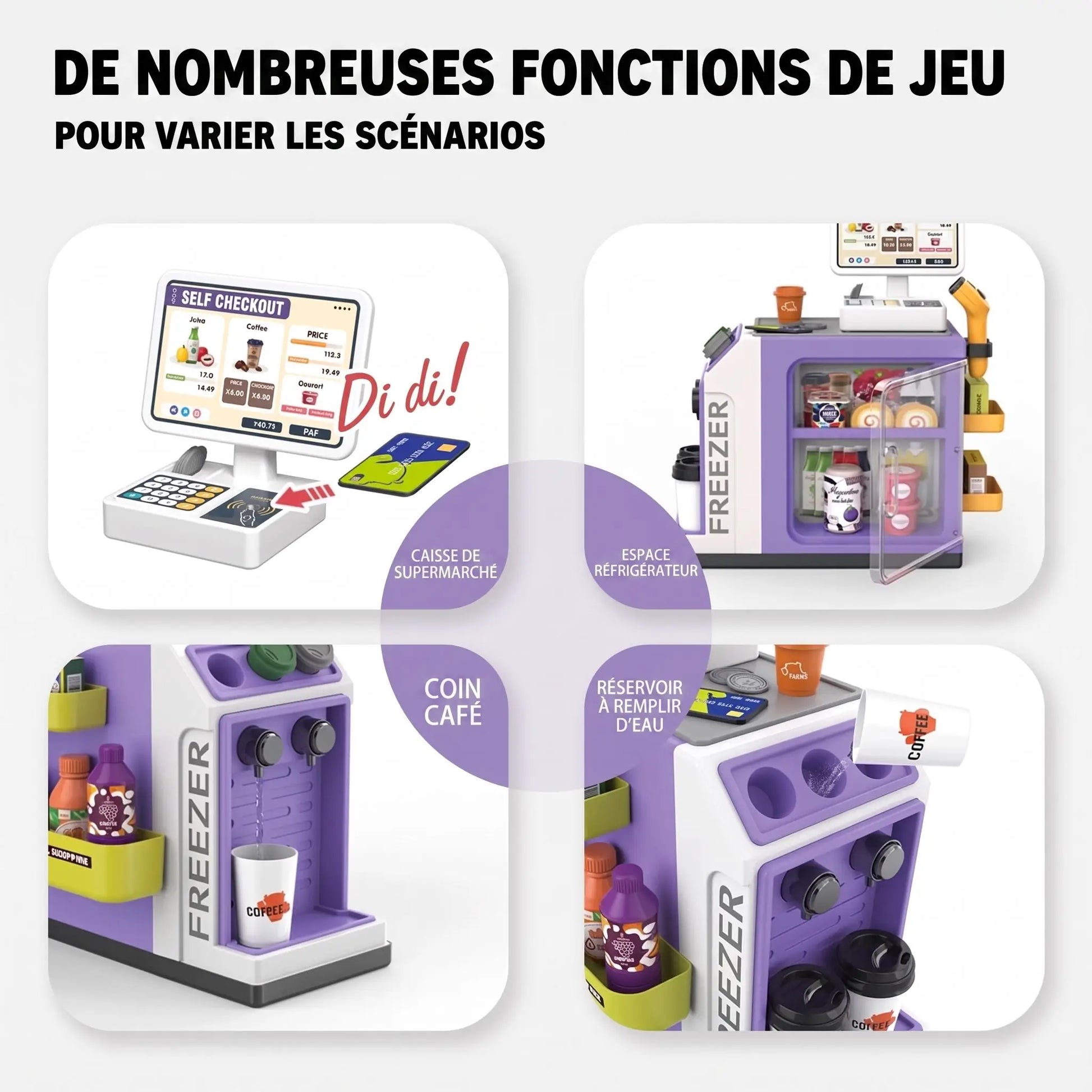 Caisse enregistreuse jouet avec vrai scanner fonctions