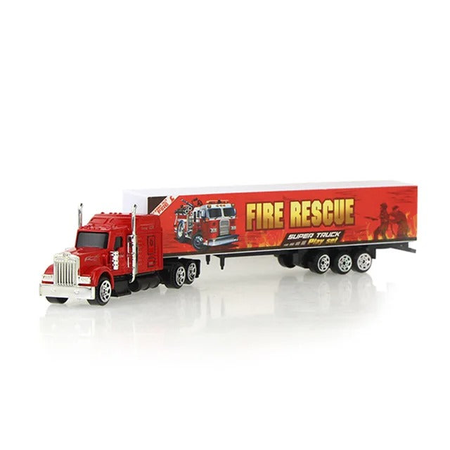 Camion jouet pompier transporteur enfant