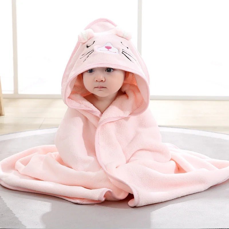 cape de bain douceur elegante chat rose