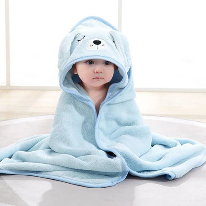 cape de bain douceur elegante chien bleu