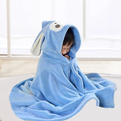 cape de bain enfant tete d animal singe bleu