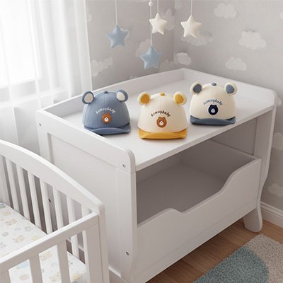 Casquette bebe dans le chambre