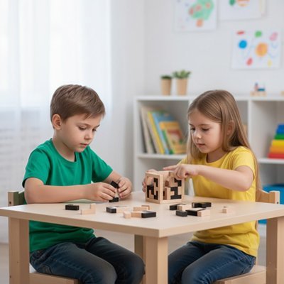 Casse tête en bois et frére et soeur