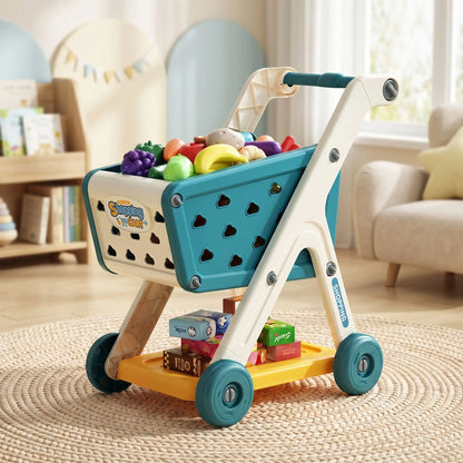 chariot de courses enfant fruits bleu