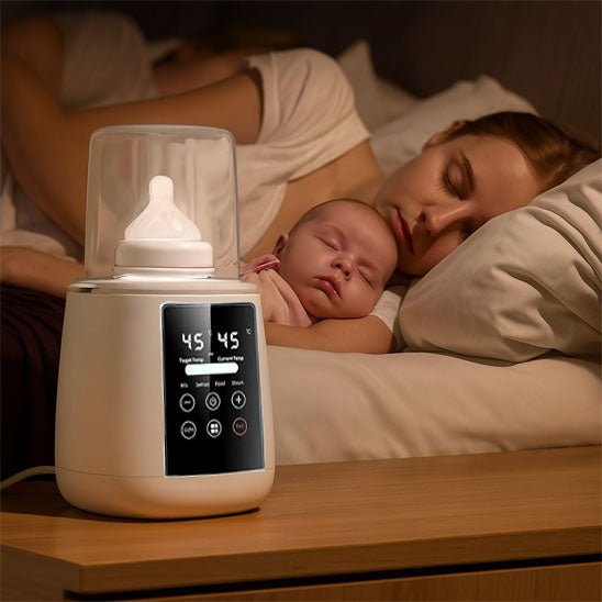 chauffe biberon ecobebe avec bebe qui dort