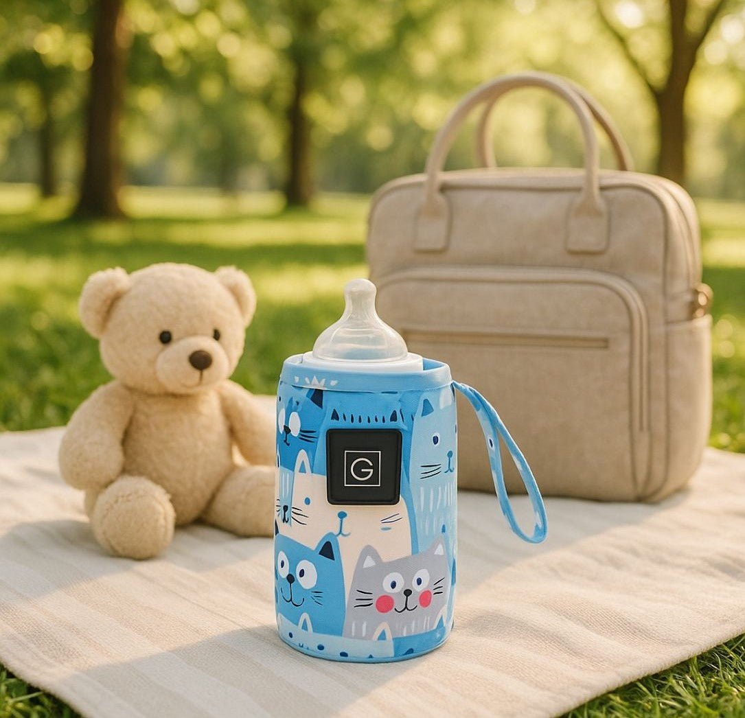 chauffe biberon portable bleu avec doudou