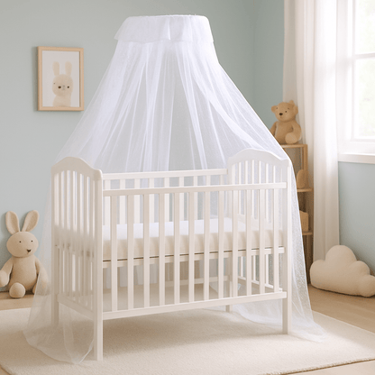 ciel de lit bebe blanc et lit
