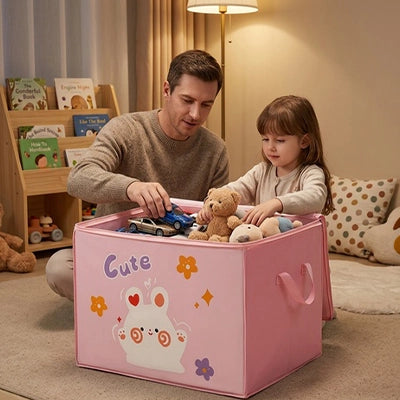 coffre à jouets enfant rose papa et fille