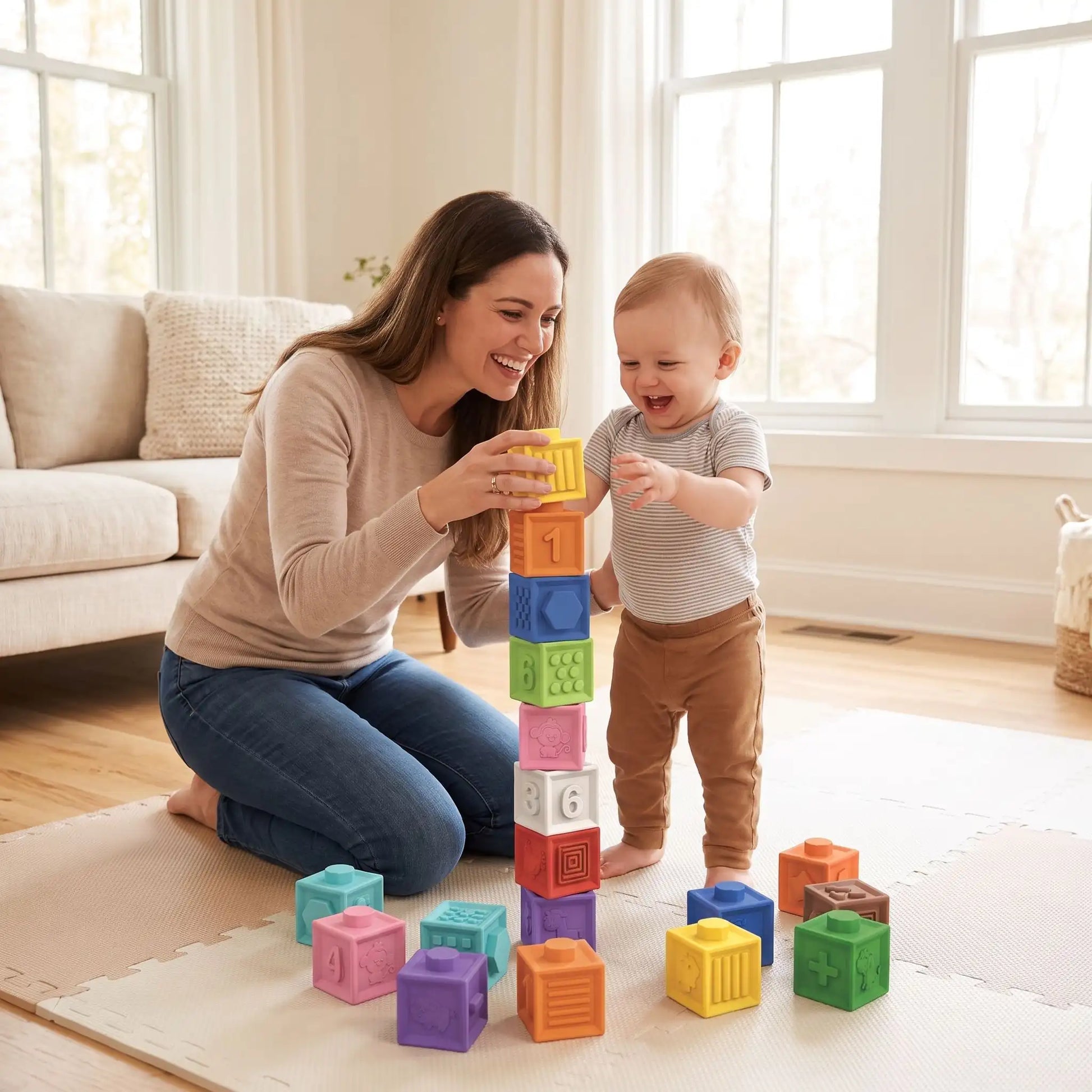 Cube à empiler bébé avec maman