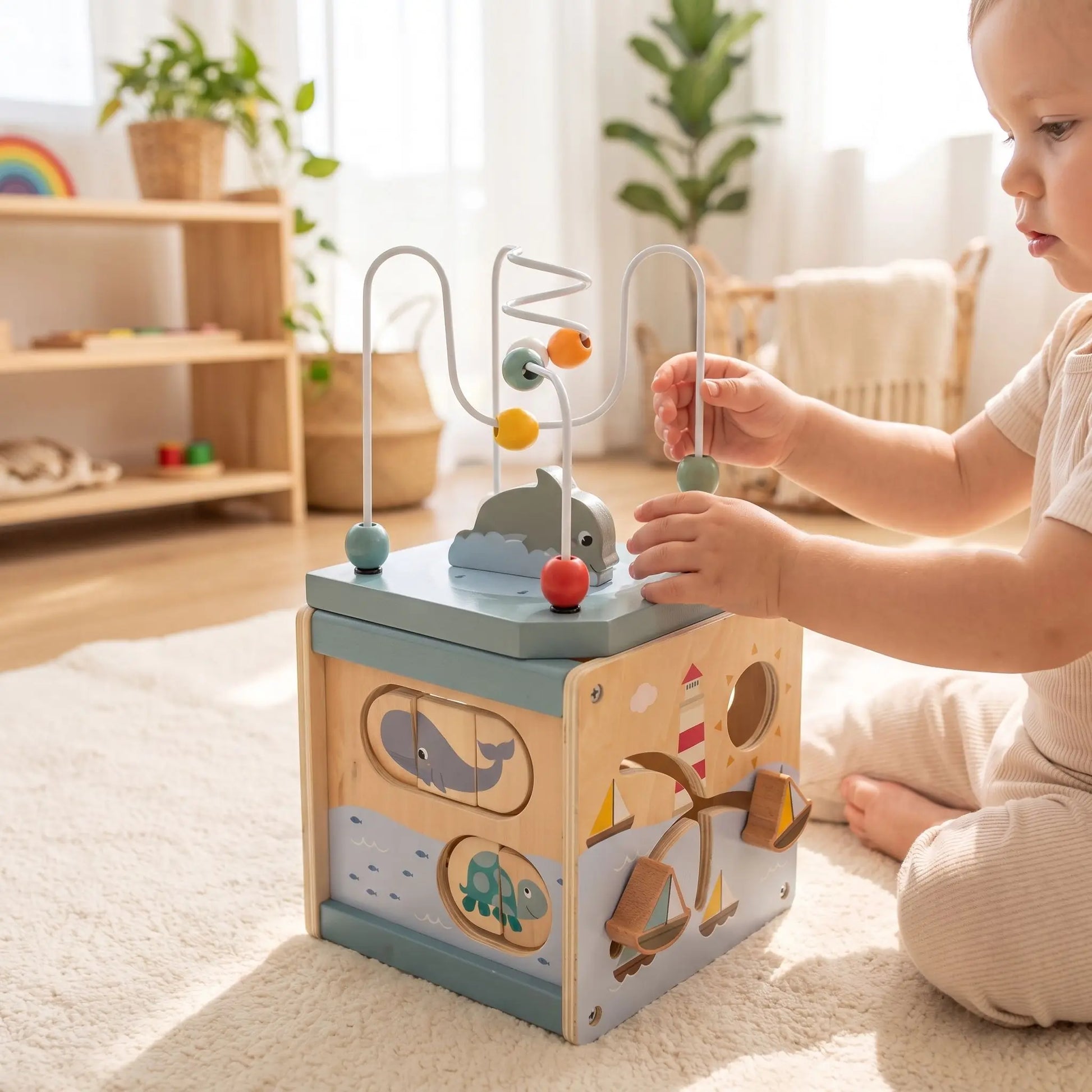 Cube bois bébé activité motricité
