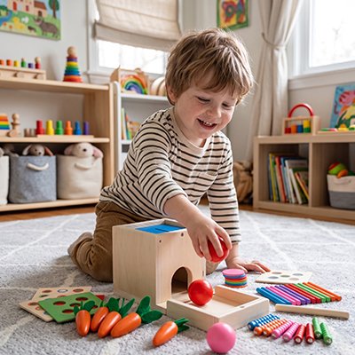 Cube d'activité bébé en bois Montessori