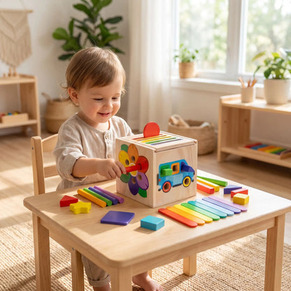 Cube Montessori enfant joue