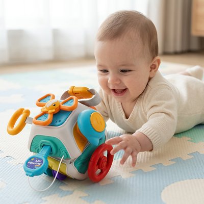 Cube motricité bébé volant et activités Montessori