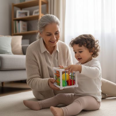 Cube sensoriel bébé Montessori