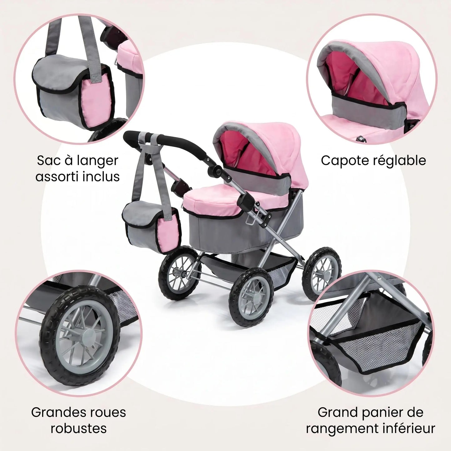 Détails poussette jouet premium
