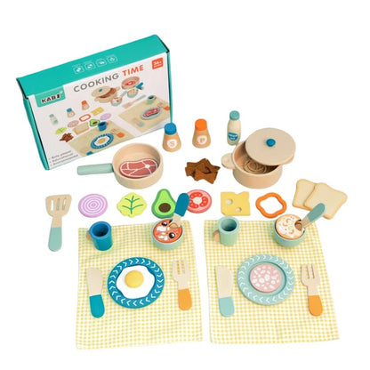Dînette en bois et accessoires cuisine