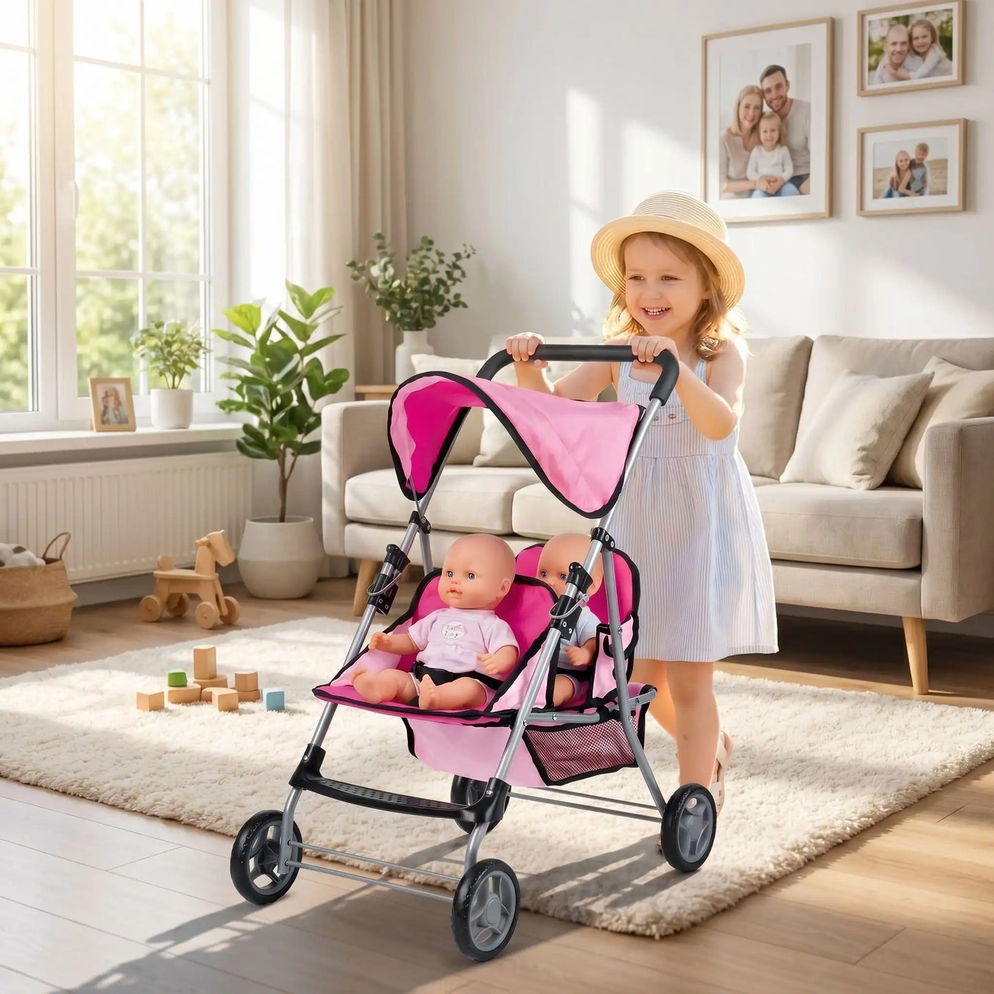 Double poussette jouet pour poupées