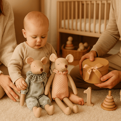 doudou souris souribou avec maman et papa