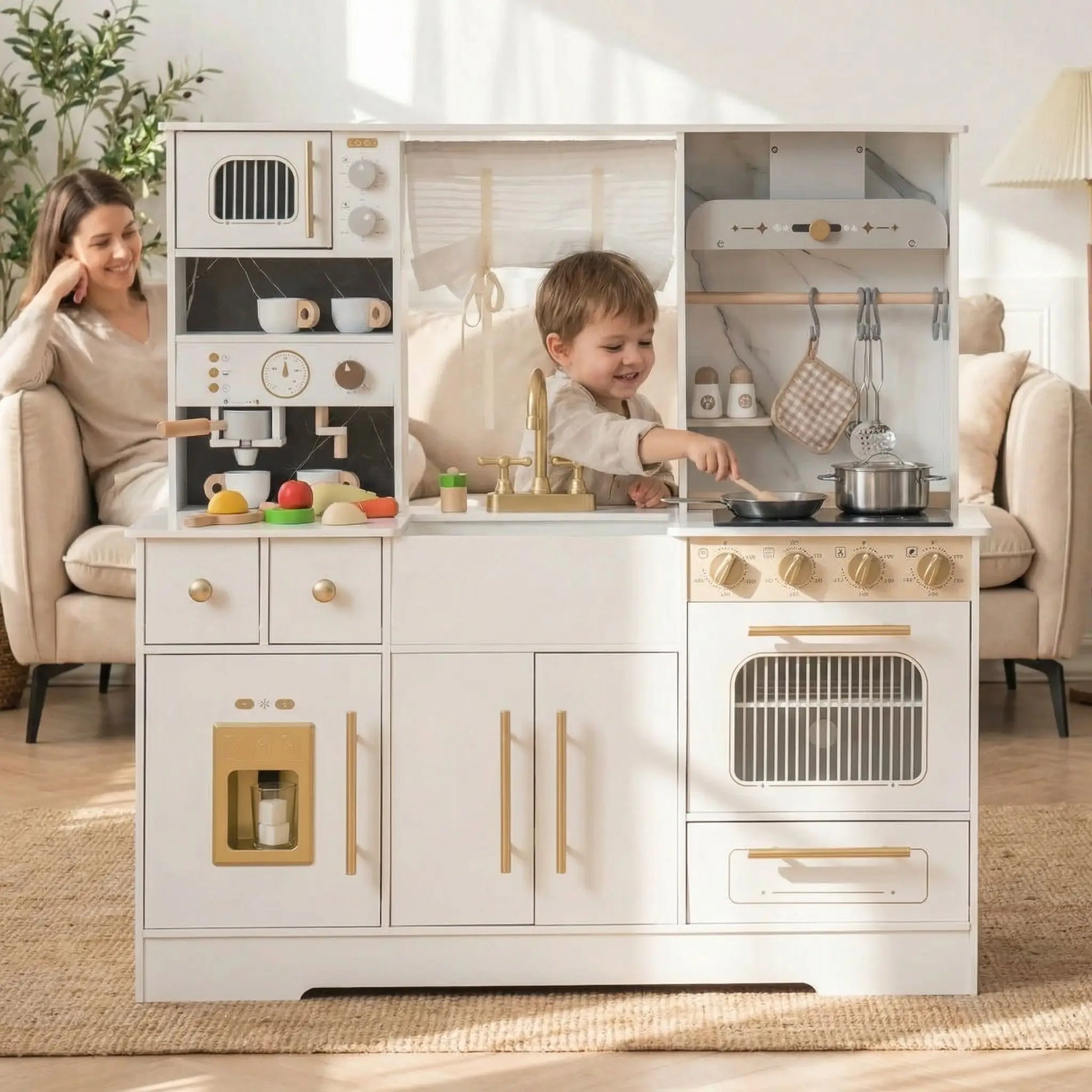 grande cuisine enfant bois blanc enfant joue