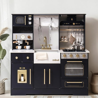 grande cuisine enfant bois noir dans salon