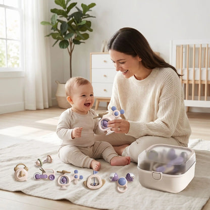 hochet bébé 3 mois éveil sensoriel bébé et maman heureux
