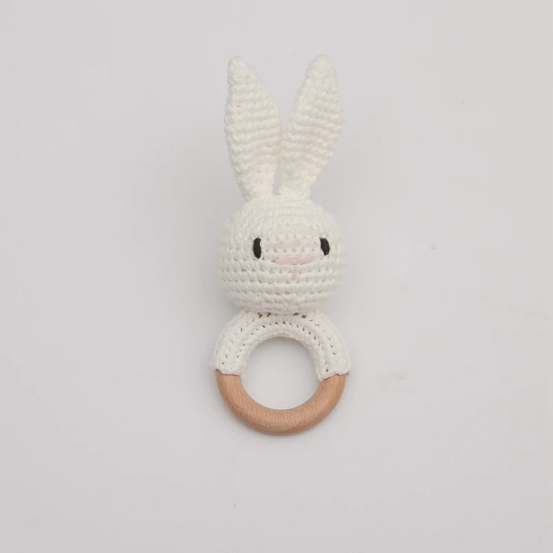 hochet montessori bébé lapin blanc
