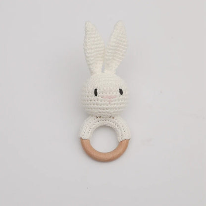 hochet montessori bébé lapin blanc