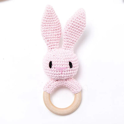 hochet montessori bébé lapin rose