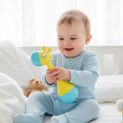 hochet motricite bébé dans les main