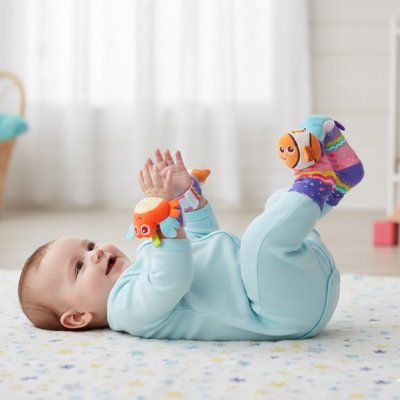 hochet pied main bébé porté par bébé
