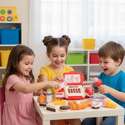 jeu de caisse enregistreuse enfant avec scanner