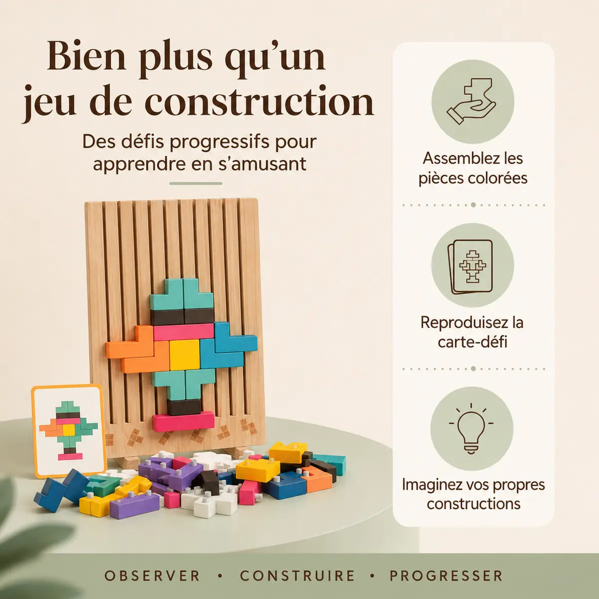 Jeu de logique enfant défis de construction
