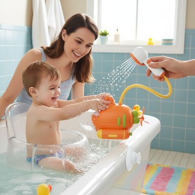 jouet baignoire bebe sous marin avec maman au bain