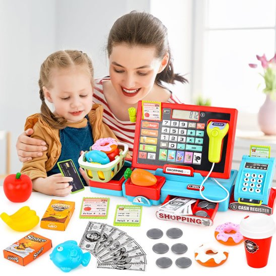 jouet caisse enregistreuse maman et petite fille