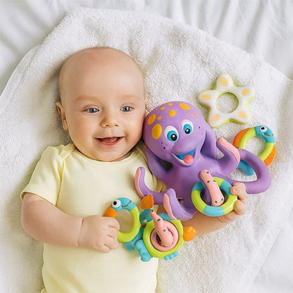 jouet de bain pour bebe pieuvre et anneaux