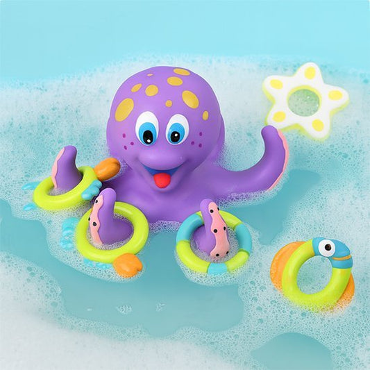 jouet de bain pour bebe pieuvre dans la baignoire