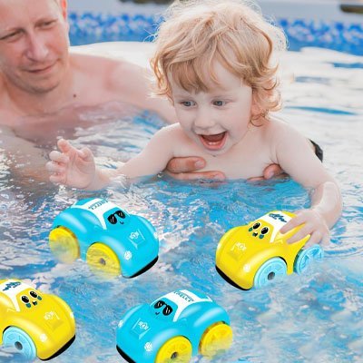 jouet de bain pour bébé voiture avec papa et enfant