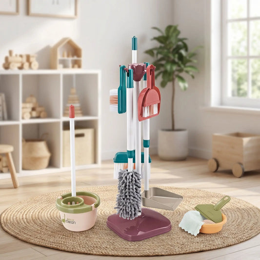 kit ménage enfant avec station de rangement