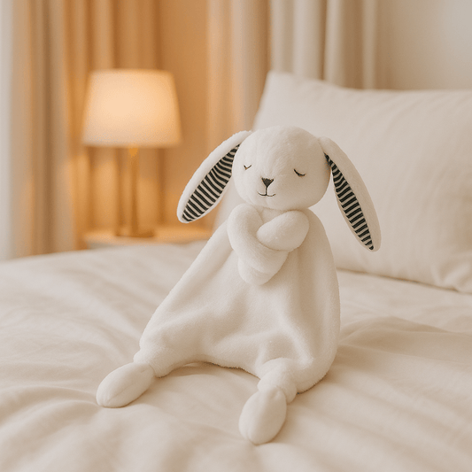 lapin doudou sur le lit