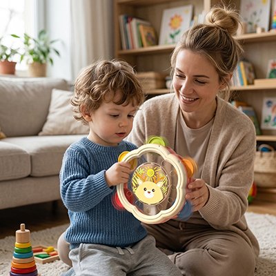 maman enfant tambourin bébé jeu musical