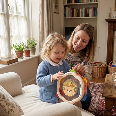 maman joue tambourin bébé moment partage