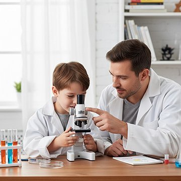 Microscope enfant 8 ans utiliser par papa