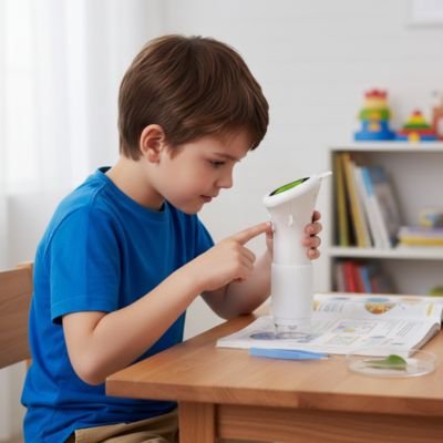 microscope enfant nature blanc sur la table