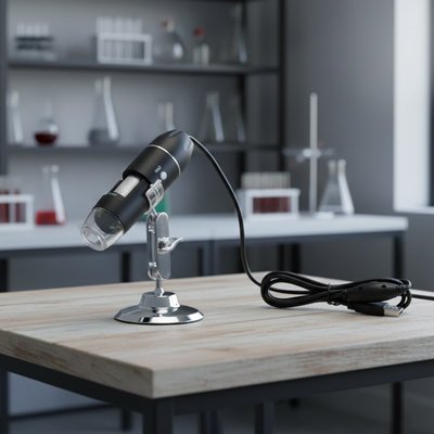 Microscope portable enfant sur la table